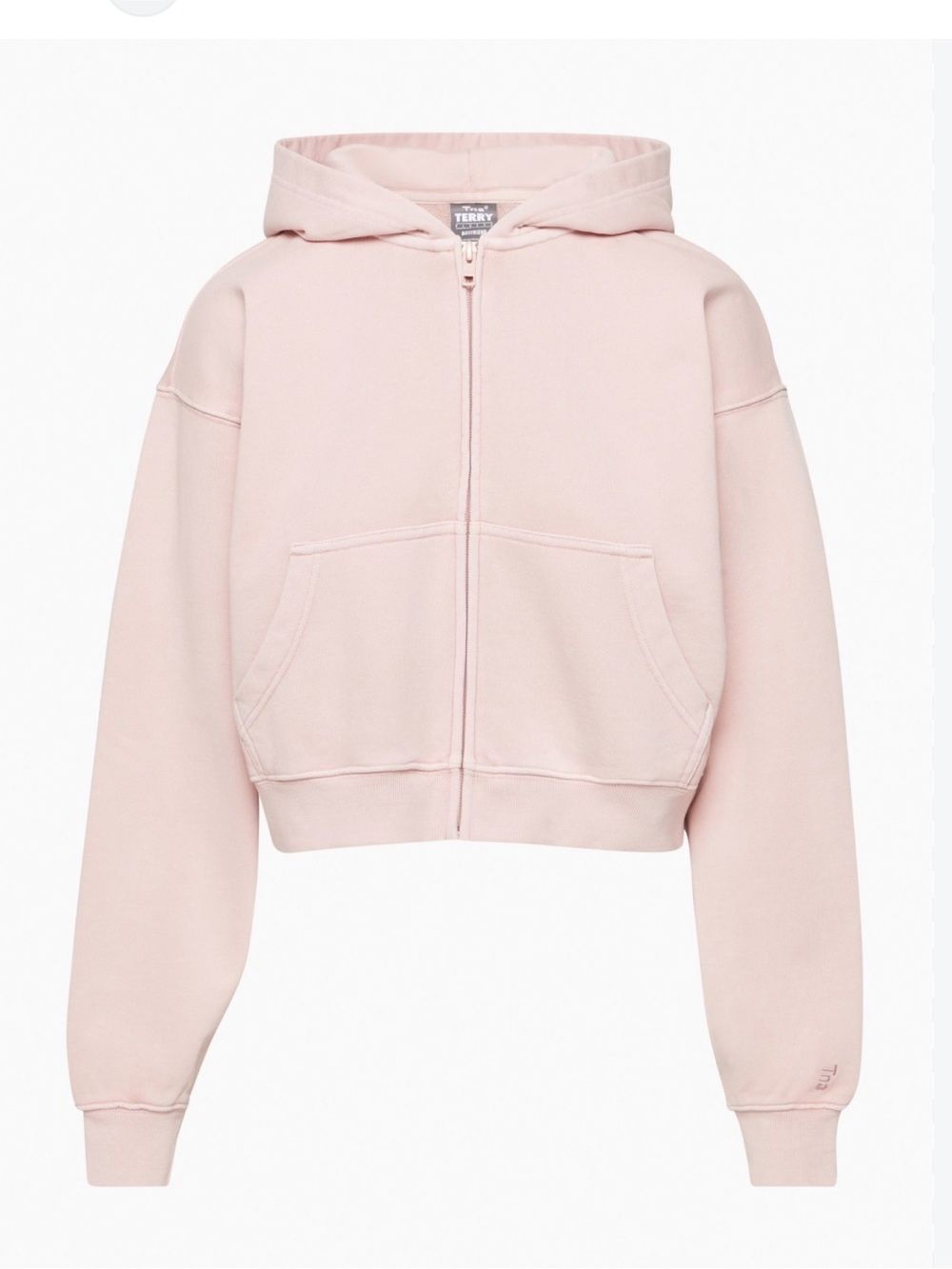 TNA Cropped Pale Pink Zip-Up Hoodie Jacket